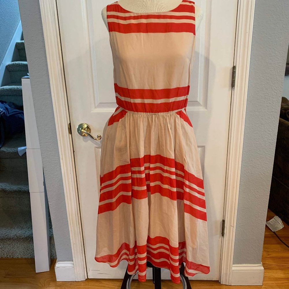 GAP Sleeveless Dress Khaki/Red Stripe - Size 4